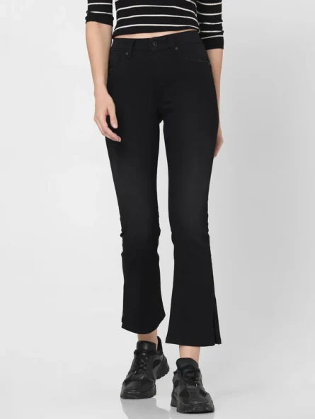 DARK GREY MID RISE STRAIGHT FIT JEANS - Image 6