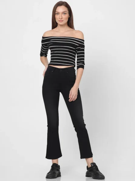 BLACK MID RISE PETRA BOOTCUT JEANS - Image 5
