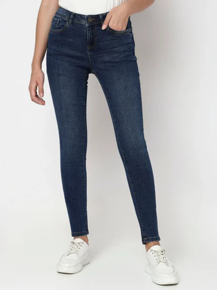 DARK BLUE MID RISE WENDY SKINNY FIT JEANS - Image 6