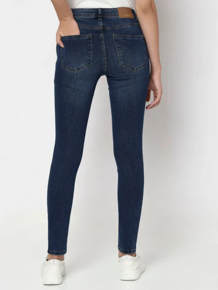 DARK BLUE MID RISE WENDY SKINNY FIT JEANS - Image 4