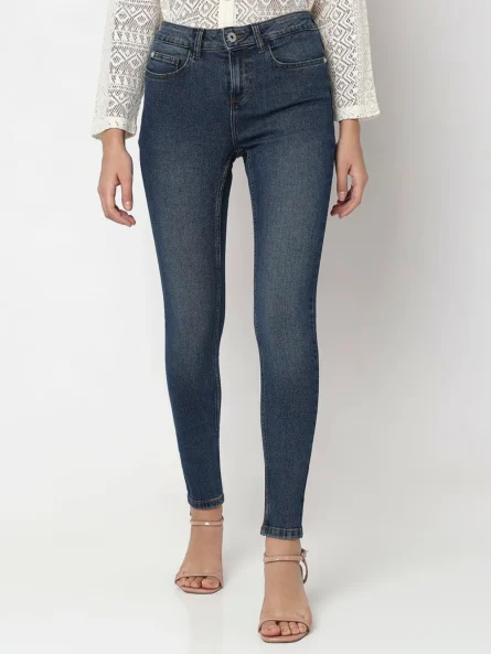 BLUE MID RISE WENDY SKINNY FIT JEANS - Image 6