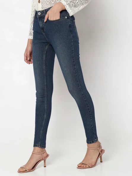 BLUE MID RISE WENDY SKINNY FIT JEANS - Image 5