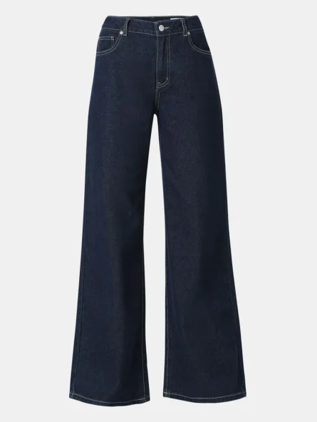 DARK BLUE WIDE LEG HIGH RISE JEANS - Image 3