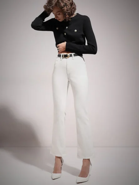 WHITE BOOTCUT JEANS - Image 8