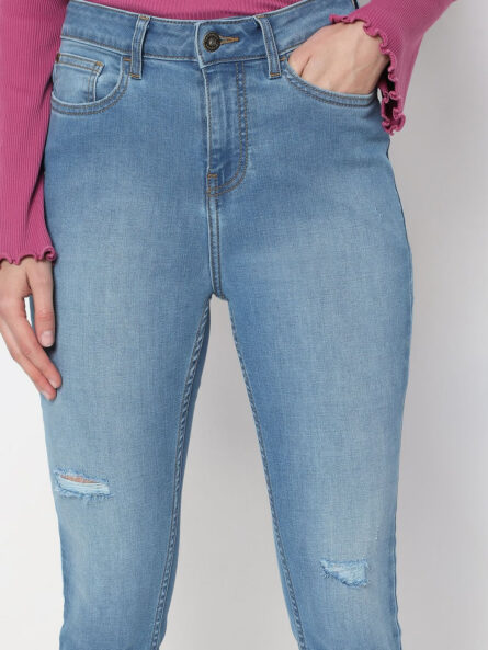 LIGHT BLUE HIGH RISE SKINNY JEANS - Image 5