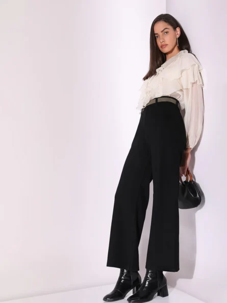 BLACK HIGH RISE WIDE LEG JEANS - Image 9