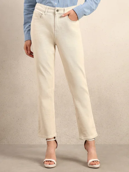 ECRU ANKLE LENGTH STRAIGHT FIT JEANS - Image 6